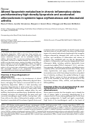 Cover page: Altered lipoprotein metabolism in chronic inflammatory states: proinflammatory high-density lipoprotein and accelerated atherosclerosis in systemic lupus erythematosus and rheumatoid arthritis