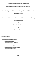 Cover page: Transforming a school culture : examining the leadership behaviors of successful principals