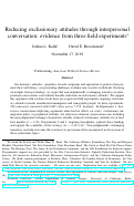 Cover page: Reducing Exclusionary Attitudes through Interpersonal Conversation: Evidence from Three Field Experiments