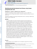 Cover page: Modeling placental development and disease using human pluripotent stem cells