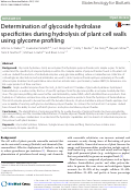 Cover page: Determination of glycoside hydrolase specificities during hydrolysis of plant cell walls using glycome profiling