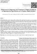 Cover page: Differences in Diagnosis and Treatment of Nipple Conditions of Reproductive-Age Women at a Tertiary Health System