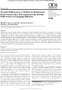 Cover page: Gender Differences in Children’s Arithmetic Performance Are Accounted for by Gender Differences in Language Abilities