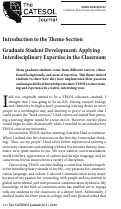 Cover page: Introduction to the Theme Section - Graduate Student Development: Applying Interdisciplinary Expertise in the Classroom