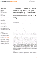 Cover page: Complement component 3 and complement factor H protein levels are altered in brain tissues from people with human immunodeficiency virus: A pilot study