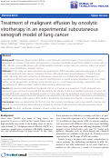 Cover page: Treatment of malignant effusion by oncolytic virotherapy in an experimental subcutaneous xenograft model of lung cancer