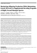 Cover page: Maximizing Offspring Production While Maintaining Genetic Diversity in Supplemental Breeding Programs of Highly Fecund Managed Species