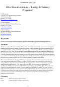 Cover page: Who Should Administer Energy-Efficiency Programs?