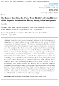 Cover page: The Longer You Stay, the Worse Your Health? A Critical Review of the Negative Acculturation Theory among Asian Immigrants