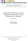 Cover page: Adolescent Attitudes Towards Active Transportation: Bicycling in Youth in Retrospect from Adulthood