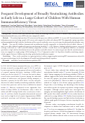 Cover page: Frequent Development of Broadly Neutralizing Antibodies in Early Life in a Large Cohort of Children With Human Immunodeficiency Virus