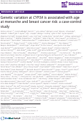 Cover page: Genetic variation at CYP3A is associated with age at menarche and breast cancer risk: a case-control study.