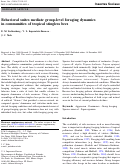 Cover page: Behavioral suites mediate group-level foraging dynamics in communities of tropical stingless bees