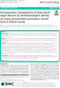 Cover page: Intraoperative management of brain-dead organ donors by anesthesiologists during an organ procurement procedure: results from a French survey