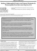 Cover page: Incidence, Radiographical Features, and Proposed Mechanism for Pneumocephalus from Intravenous Injection of Air