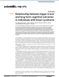 Cover page: Relationship between Apgar scores and long-term cognitive outcomes in individuals with Down syndrome