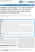 Cover page: Population sequencing of two endocannabinoid metabolic genes identifies rare and common regulatory variants associated with extreme obesity and metabolite level