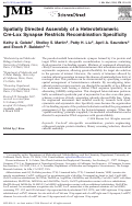 Cover page: Spatially Directed Assembly of a Heterotetrameric Cre-Lox Synapse Restricts Recombination Specificity
