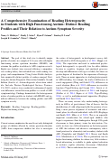 Cover page: A Comprehensive Examination of Reading Heterogeneity in Students with High Functioning Autism: Distinct Reading Profiles and Their Relation to Autism Symptom Severity