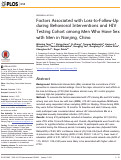 Cover page: Factors Associated with Loss-to-Follow-Up during Behavioral Interventions and HIV Testing Cohort among Men Who Have Sex with Men in Nanjing, China