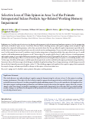 Cover page: Selective Loss of Thin Spines in Area 7a of the Primate Intraparietal Sulcus Predicts Age-Related Working Memory Impairment