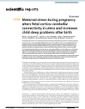 Cover page: Maternal stress during pregnancy alters fetal cortico-cerebellar connectivity in utero and increases child sleep problems after birth