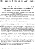 Cover page: Association of Medicare Part D Low‐Income Cost Subsidy Program Enrollment with Increased Fill Adherence to Clopidogrel After Coronary Stent Placement