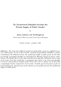 Cover page: Do Government Subsidies Increase the Private Supply of Public Goods?