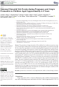 Cover page: Maternal Stressful Life Events during Pregnancy and Atopic Dermatitis in Children Aged Approximately 4–6 Years