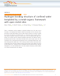 Cover page: Hydrogen bonding structure of confined water templated by a metal-organic framework with open metal sites