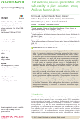 Cover page: Trait evolution, resource specialization and vulnerability to plant extinctions among Antillean hummingbirds.