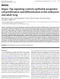 Cover page: Hippo/Yap signaling controls epithelial progenitor cell proliferation and differentiation in the embryonic and adult lung