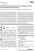 Cover page: On the Pressure Generated by Thermite Reactions Using Stress‐Altered Aluminum Particles