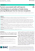 Cover page: Factors associated with self-reports of limitations in activities of daily living among Medicare Fee-for-Service recipients