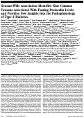 Cover page: Genome-Wide Association Identifies Nine Common Variants Associated With Fasting Proinsulin Levels and Provides New Insights Into the Pathophysiology of Type 2 Diabetes