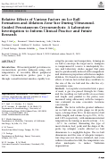 Cover page: Relative Effects of Various Factors on Ice Ball Formation and Ablation Zone Size During Ultrasound-Guided Percutaneous Cryoneurolysis: A Laboratory Investigation to Inform Clinical Practice and Future Research