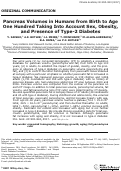 Cover page: Pancreas volumes in humans from birth to age one hundred taking into account sex, obesity, and presence of type‐2 diabetes