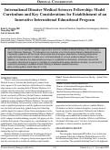 Cover page: International Disaster Medical Sciences Fellowship: Model Curriculum and Key Considerations for Establishment of an Innovative International Educational Program