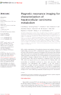 Cover page: Magnetic resonance imaging for characterization of hepatocellular carcinoma metabolism.