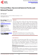 Cover page of Forward Bias, Uncovered Interest Parity and Related Puzzles