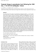 Cover page: Temporal change in groundwater level following the 1999 (Mw = 7.5) Chi-Chi earthquake, Taiwan