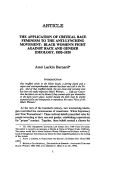 Cover page: The Application of Critical Race Feminism to the Anti-Lynching Movement: Black Women's Fight against Race and Gender Ideology, 1892-1920