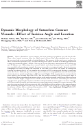 Cover page: Dynamic morphology of sutureless cataract wounds—effect of incision angle and location