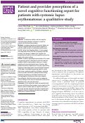 Cover page: Patient and provider perceptions of a novel cognitive functioning report for patients with systemic lupus erythematosus: a qualitative study.