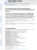 Cover page: The role of the American Society of anesthesiologists physical status classification in predicting trauma mortality and outcomes