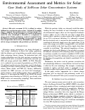 Cover page: Environmental Assessment and Metrics for Solar: Case Study of SolFocus Solar Concentrator Systems