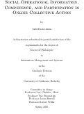 Cover page: Social Operational Information, Competence, and Participation in Online Collective Action