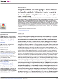 Cover page: Magnetic resonance imaging of mouse brain networks plasticity following motor learning