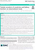 Cover page: Tubular secretion of creatinine and kidney function: an observational study.