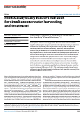 Cover page: Photocatalytically reactive surfaces for simultaneous water harvesting and treatment